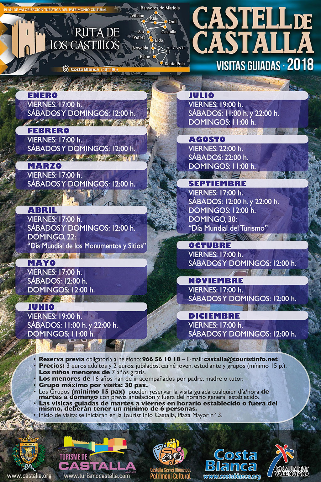 Castillo de Castalla: timetable