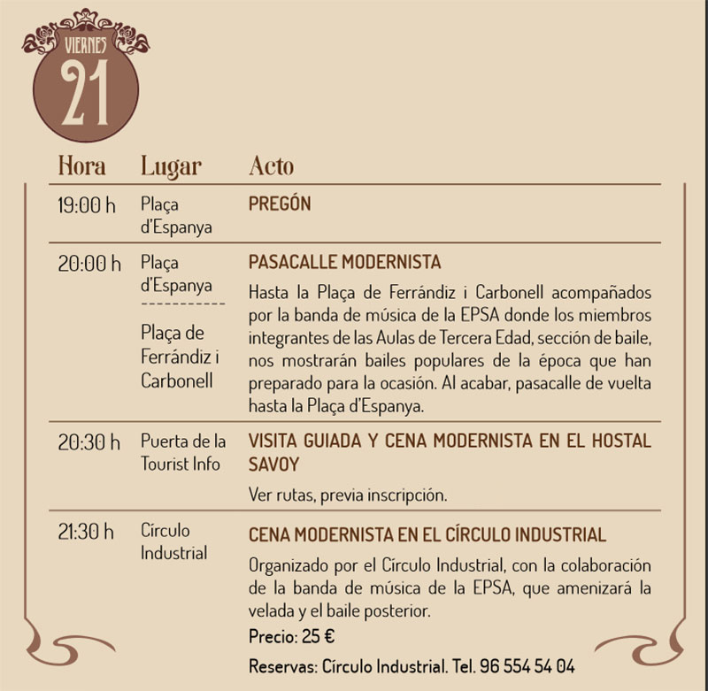 II Feria Modernista de Alcoy: programme
