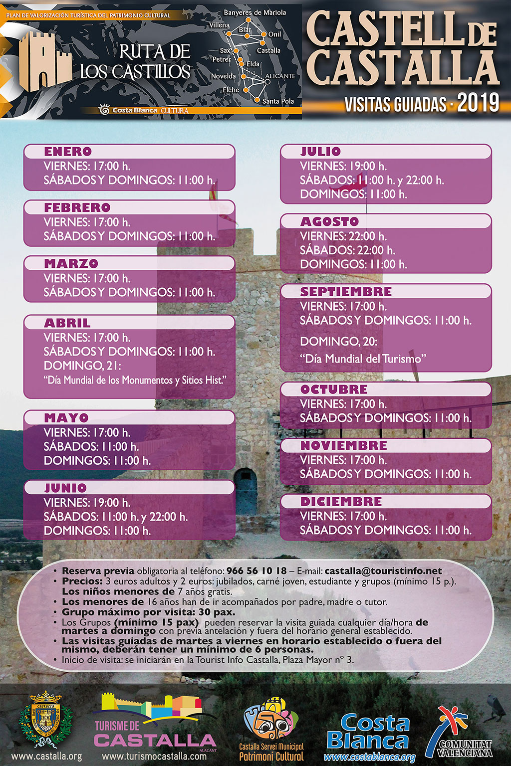 Castillo de Castalla: horarios 2019