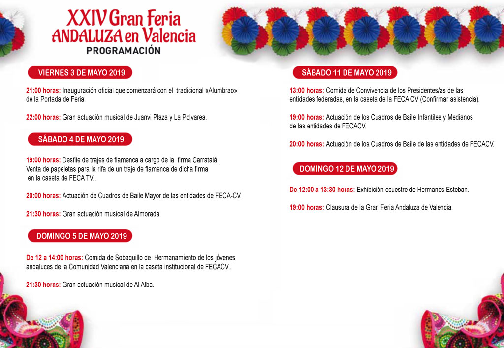 Gran Feria Andaluza de Valencia 2019: programme