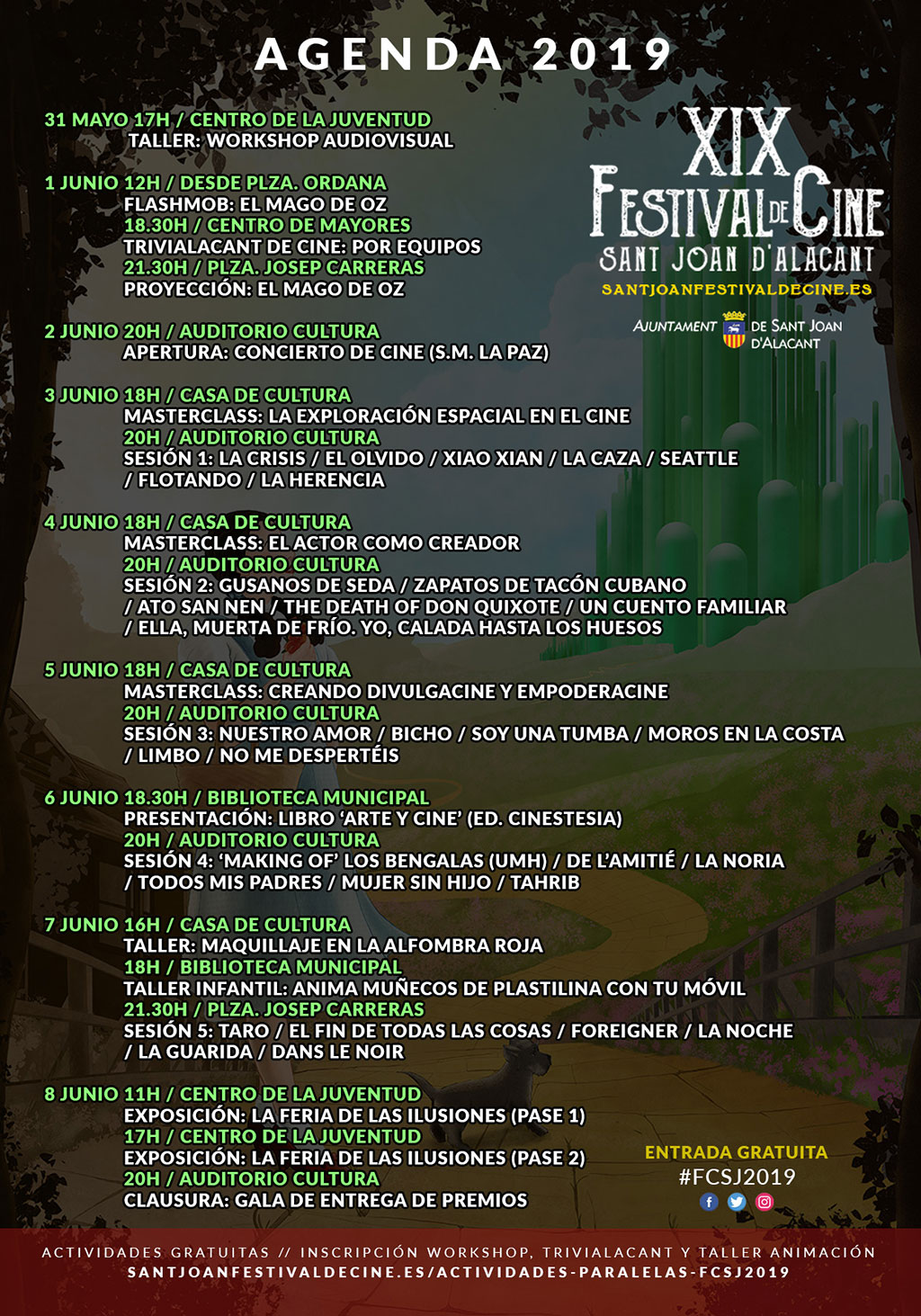 Festival de cine de Sant Joan de Alacant 2019: programa