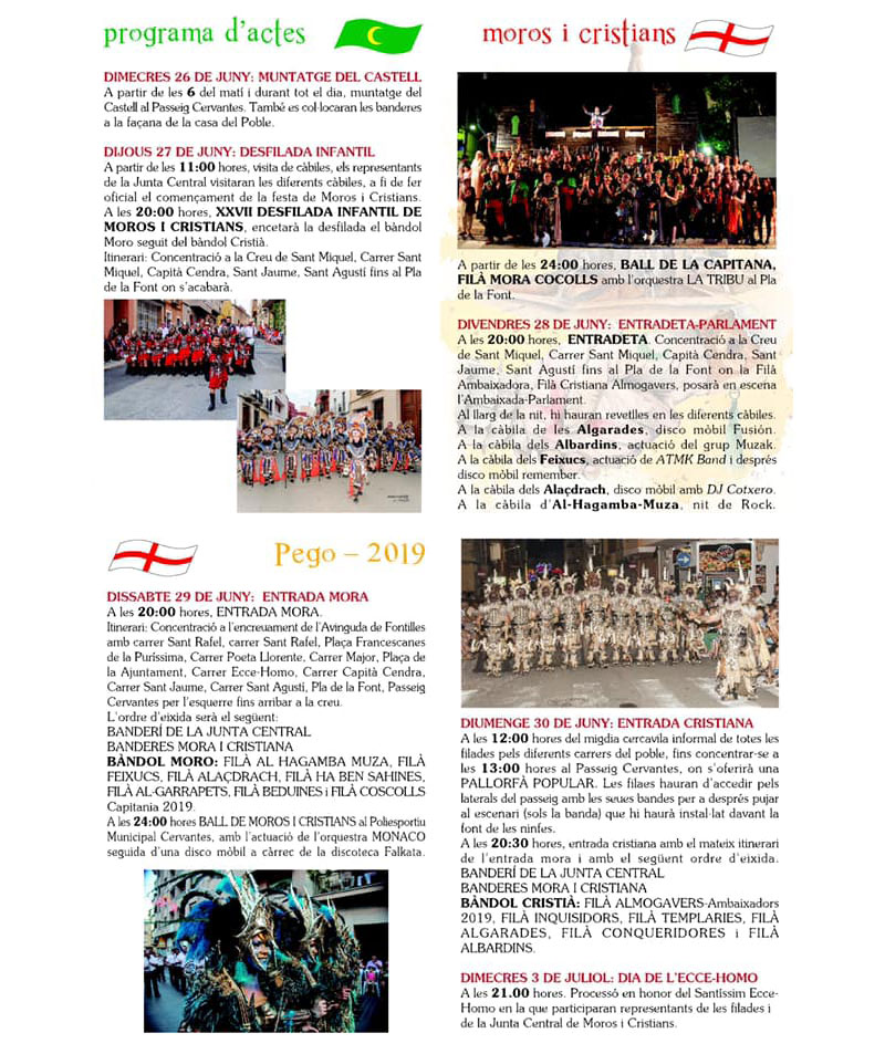 Moros y Cristianos de Pego 2019: programa