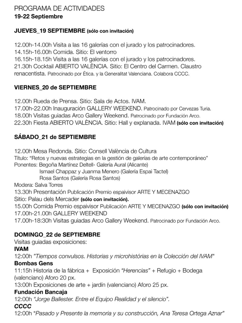 Abierto Valencia 2019: programa