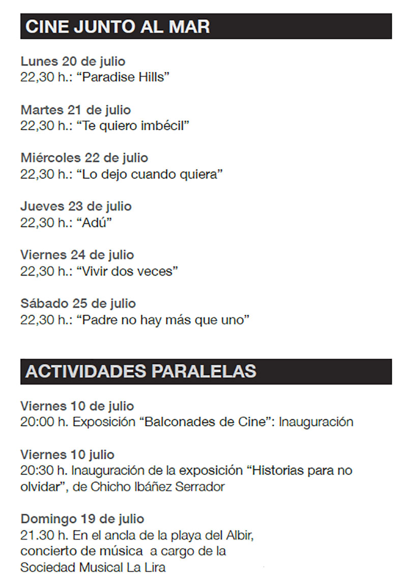 Festival de Cine Alfàs del Pi 2020: Activities