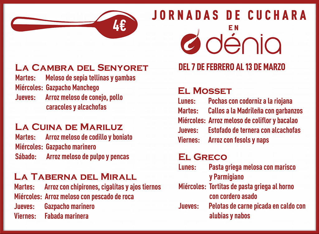 Jornadas de la cuchara Denia: menús